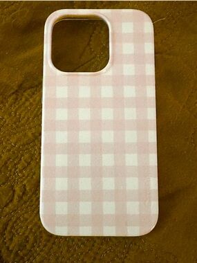 iPhone 14 Pro phone case, Casely, Pink Gingham